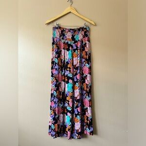 Lulus Floral Slit Pant SZ M bright colors lounge beach flowy